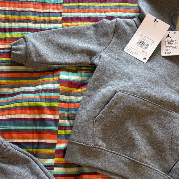 Jordan Kids Sweatpants & Hoodie Set carbon heather size 12 months new tags - Picture 3 of 15